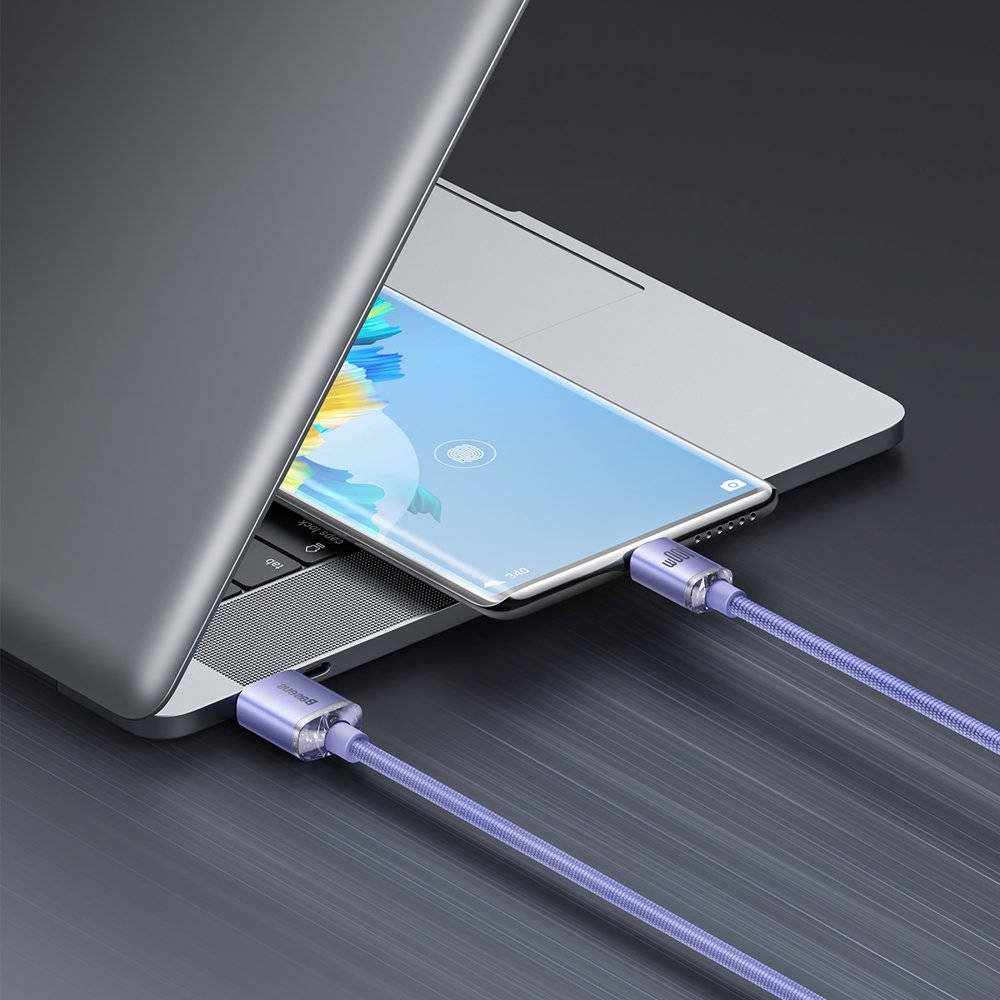 Baseus CAJY000405 Crystal Shine Series Dátový Kábel USB - USB-C 100W 1, 2m Purple 