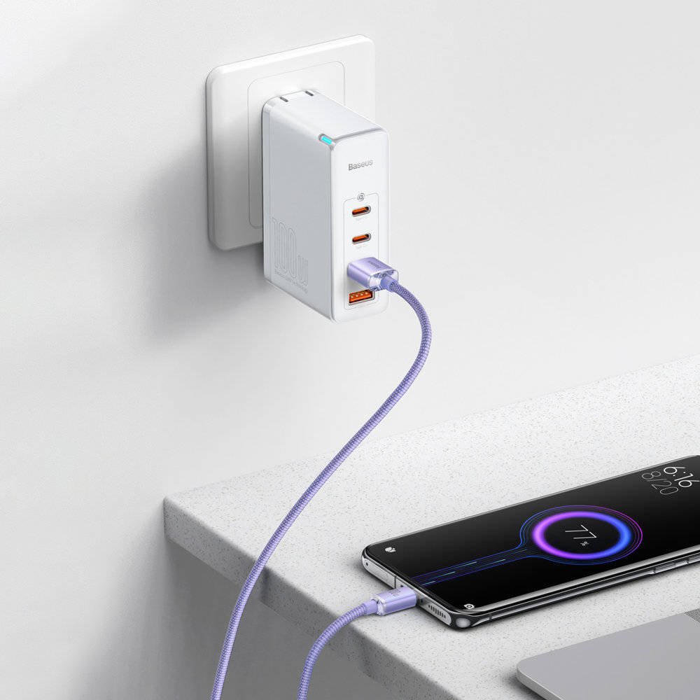 Baseus CAJY000405 Crystal Shine Series Dátový Kábel USB - USB-C 100W 1, 2m Purple 