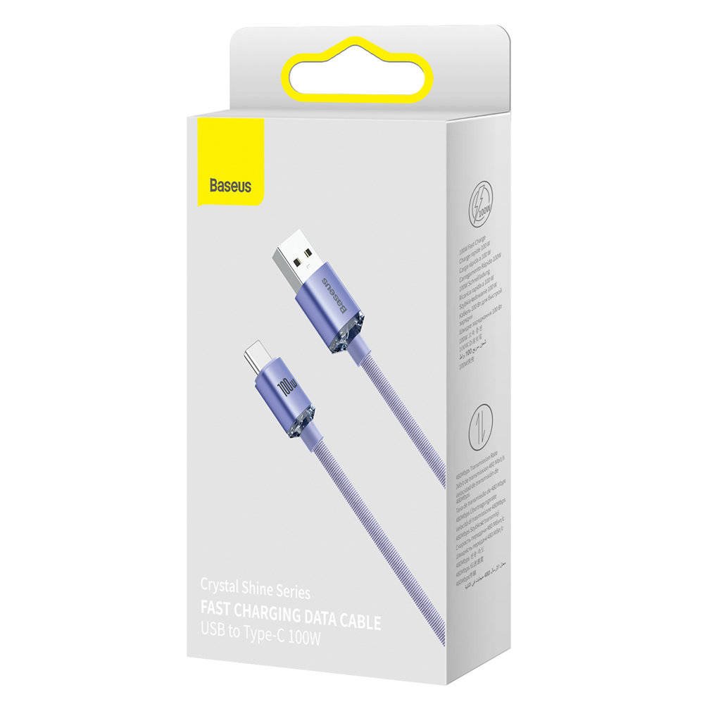 Baseus CAJY000405 Crystal Shine Series Dátový Kábel USB - USB-C 100W 1, 2m Purple 