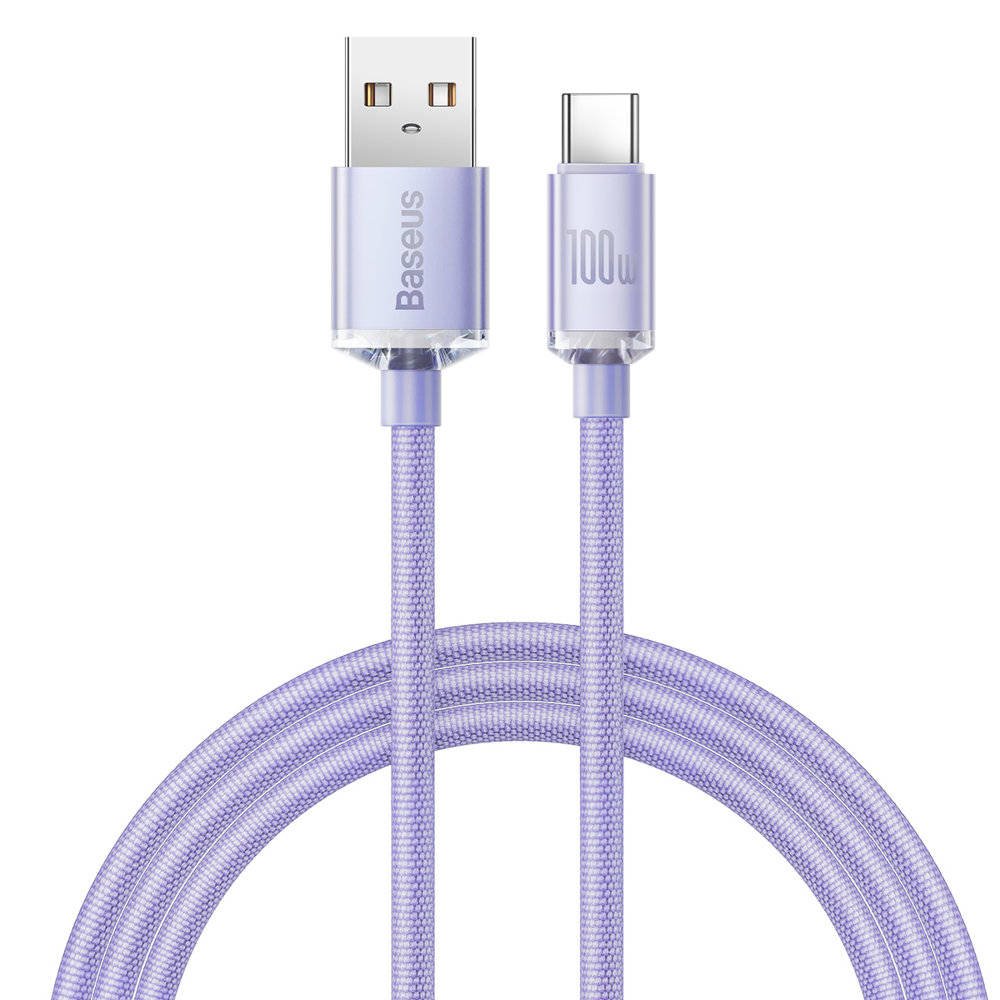 Baseus CAJY000405 Crystal Shine Series Dátový Kábel USB - USB-C 100W 1, 2m Purple