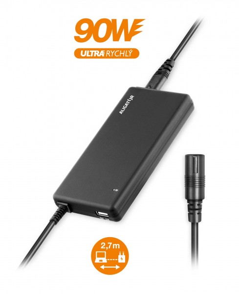 Univerzálny adaptér pre notebooky so 16 výmennými konektormi a USB, 90W 