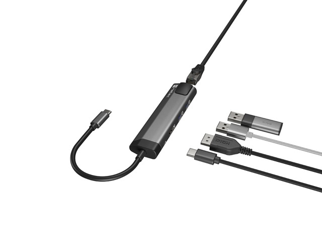 Natec multiport adaptér FOWLER GO HUB 5v1, 2X USB 3.0 HUB, HDMI 4K, USB-C PD, RJ45 