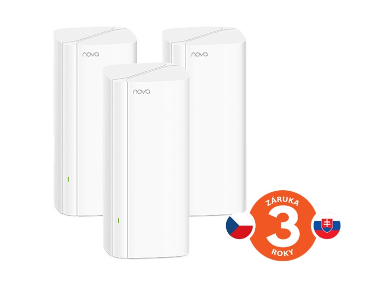 Tenda Nova MX12 (3-pack) WiFi6 AX3000 Mesh Gigabit system, 9xGLAN/ GWAN, WPA3, VPN, SMART CZ aplikace