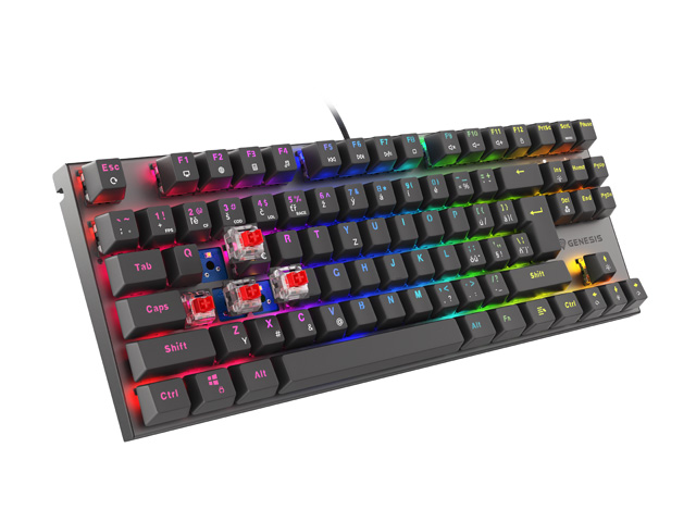 Genesis herná mechanická klávesnica THOR 303/ TKL/ RGB/ Outemu Red/ Drôtová USB/ CZ- SK layout/ Čierna 