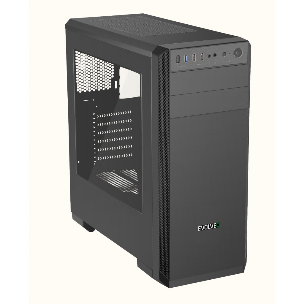 EVOLVEO T3/ Midi Tower/ Transpar./ Čierna 