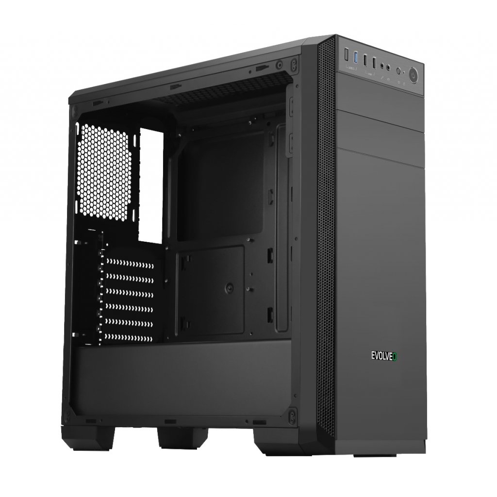 EVOLVEO T3/ Midi Tower/ Transpar./ Čierna 