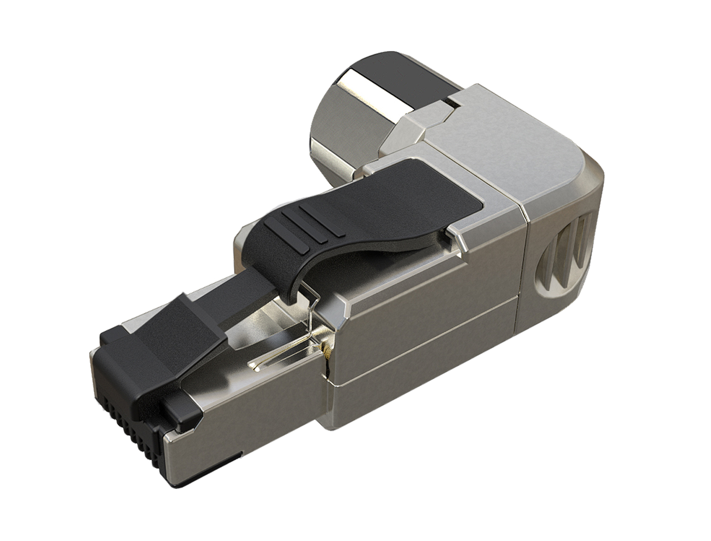 Konektor MPTL 90° RJ45 CAT5E STP samorezný SXRJ45-5E-STP-BK-SA-U 