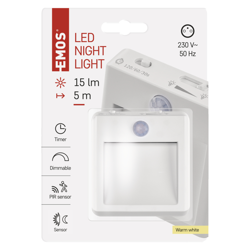 EMOS LED Nočné svetlo P3319, PIR + nočný senzor 