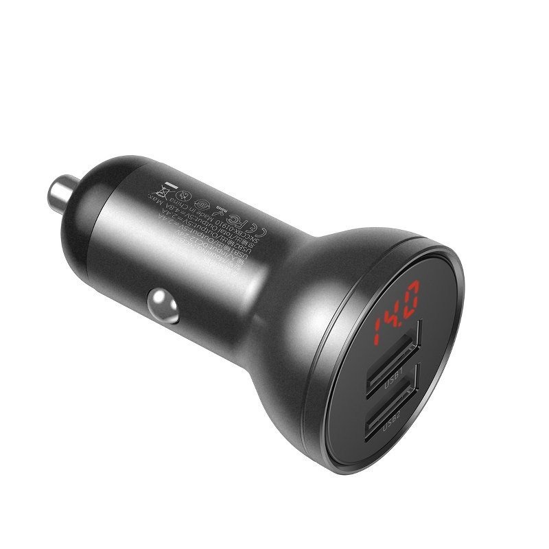 Baseus CCBX-0G Nabíjačka do Autá s Displejom 24W 2x USB Grey 