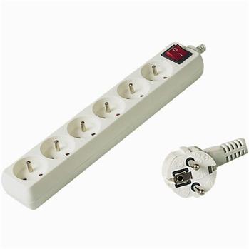 Predlžovací prívod 230V, 7m, 6 zásuviek + vypínač