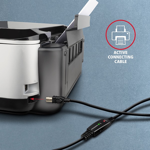 AXAGON ADR-220B, USB 2.0 A-M -> B-M aktívny prepojovací / repeater kábel, 20m 