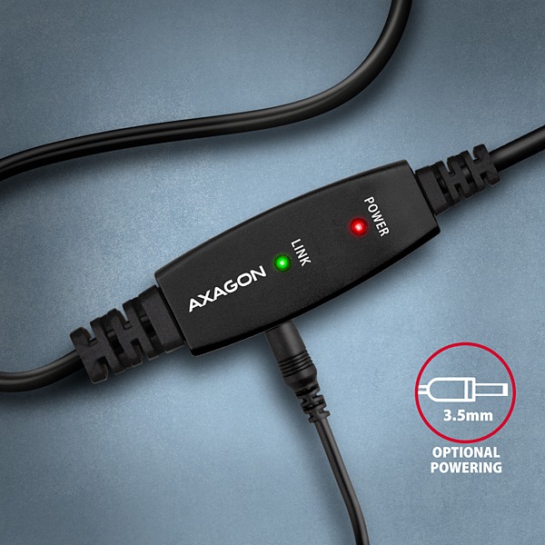 AXAGON ADR-220B, USB 2.0 A-M -> B-M aktívny prepojovací / repeater kábel, 20m 