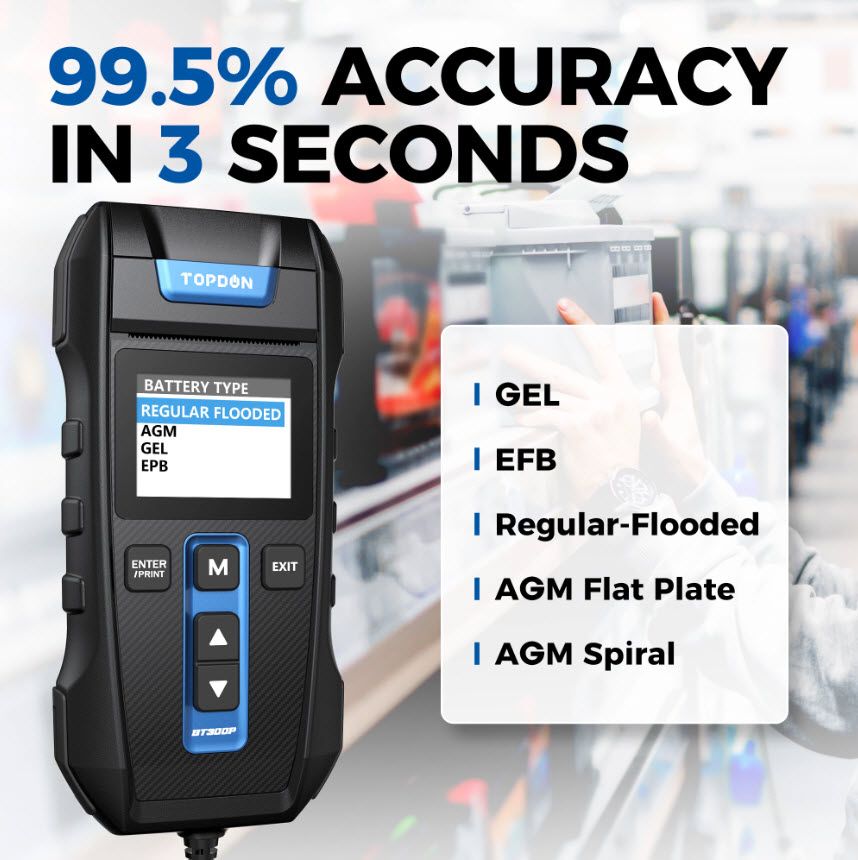 TOPDON Tester autobatérií BT300P 