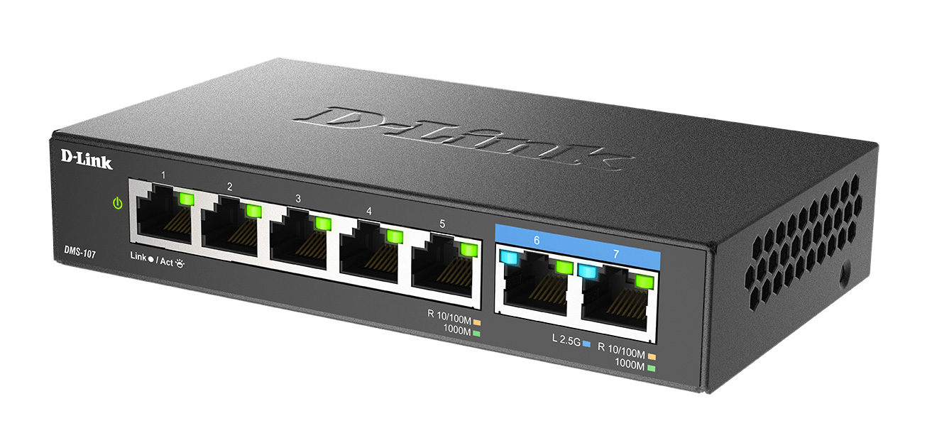 D-Link DMS-107/ E 7-Port Multi-Gigabit Unmanaged Switch 