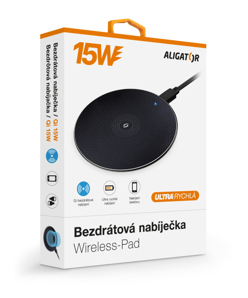 ALIGATOR bezdrôtová nabíjačka Aligator Pad 15W čierna 