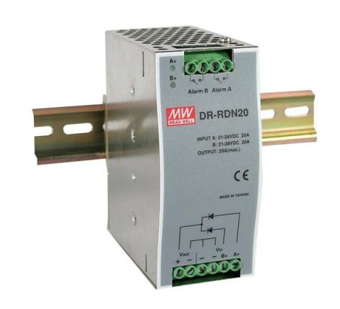 MEANWELL - DR-RDN20 - Priemyselný redundantný modul 30V 20A na DIN lištu