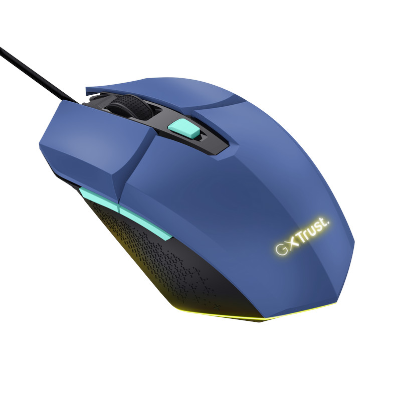 TRUST GXT 109 FELOX/ Herná/ Optická/ Pre pravákov/ 6 400 DPI/ Drôtová USB/ Modrá 