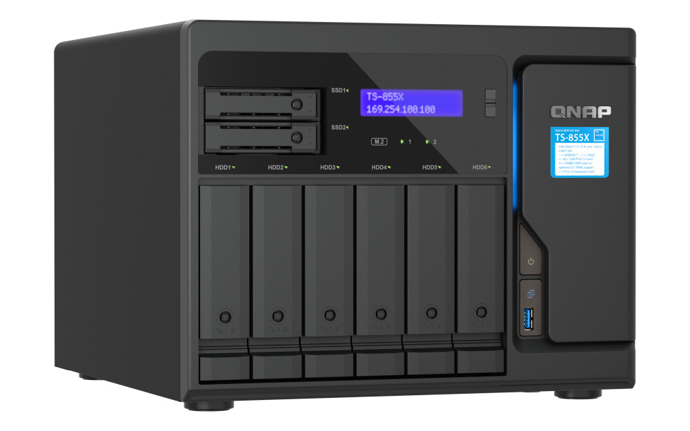QNAP TS-855X-8G (8core 2, 8GHz, 8GB RAM, 6x 3, 5" +2x 2, 5", 2x M.2 NVMe, 2x PCIe, 1x 10GbE, 2x 2, 5GbE) 