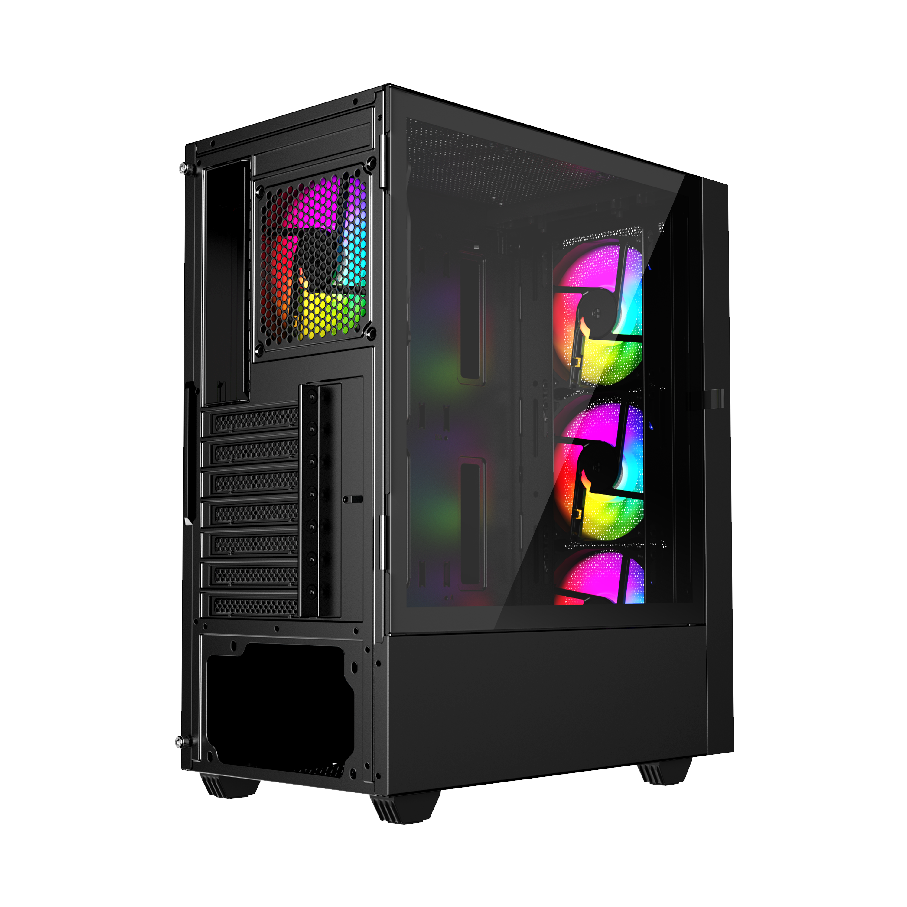 Gembird Fornax 4000 ARGB/ Midi Tower/ Transpar./ Čierna 