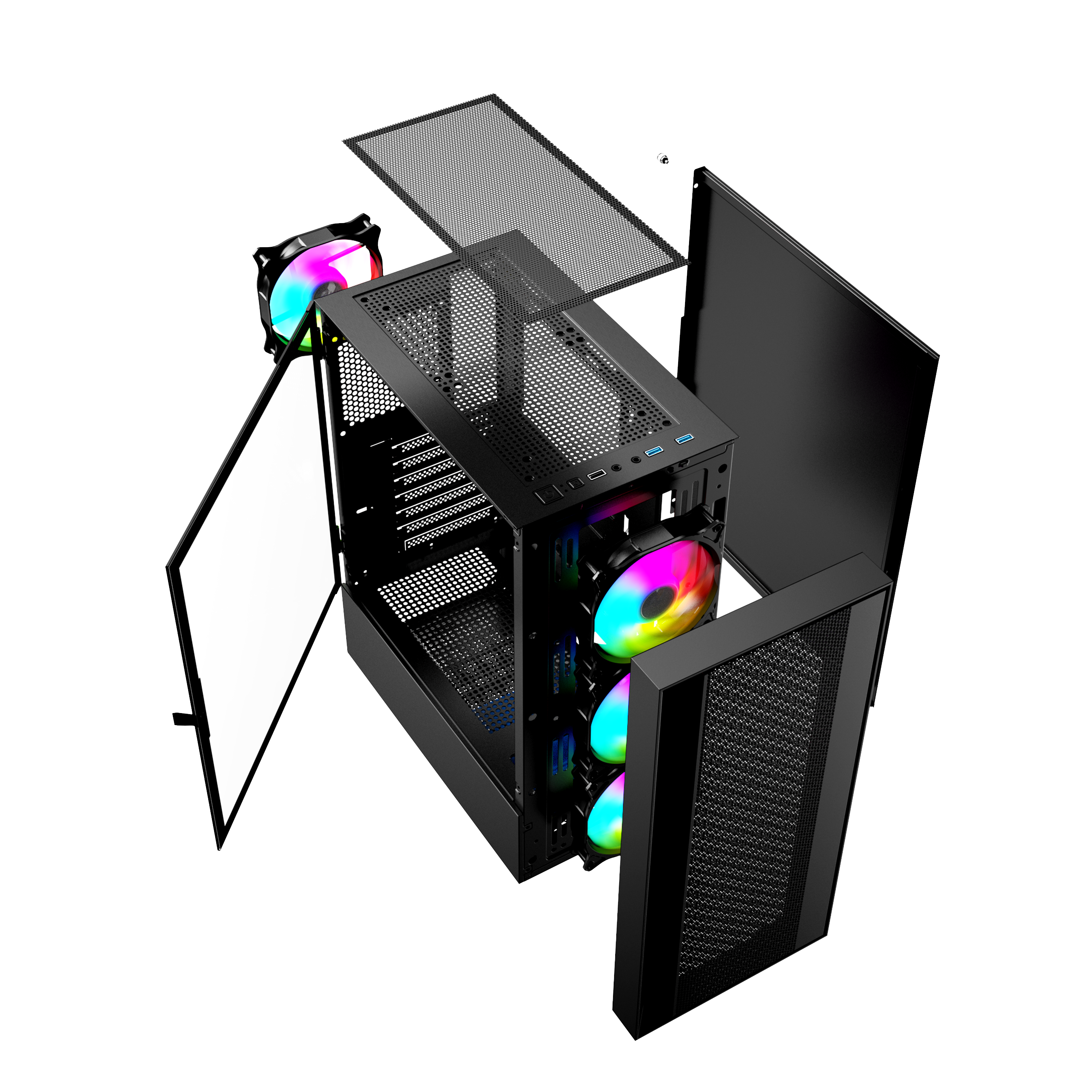 Gembird Fornax 4000 ARGB/ Midi Tower/ Transpar./ Čierna 
