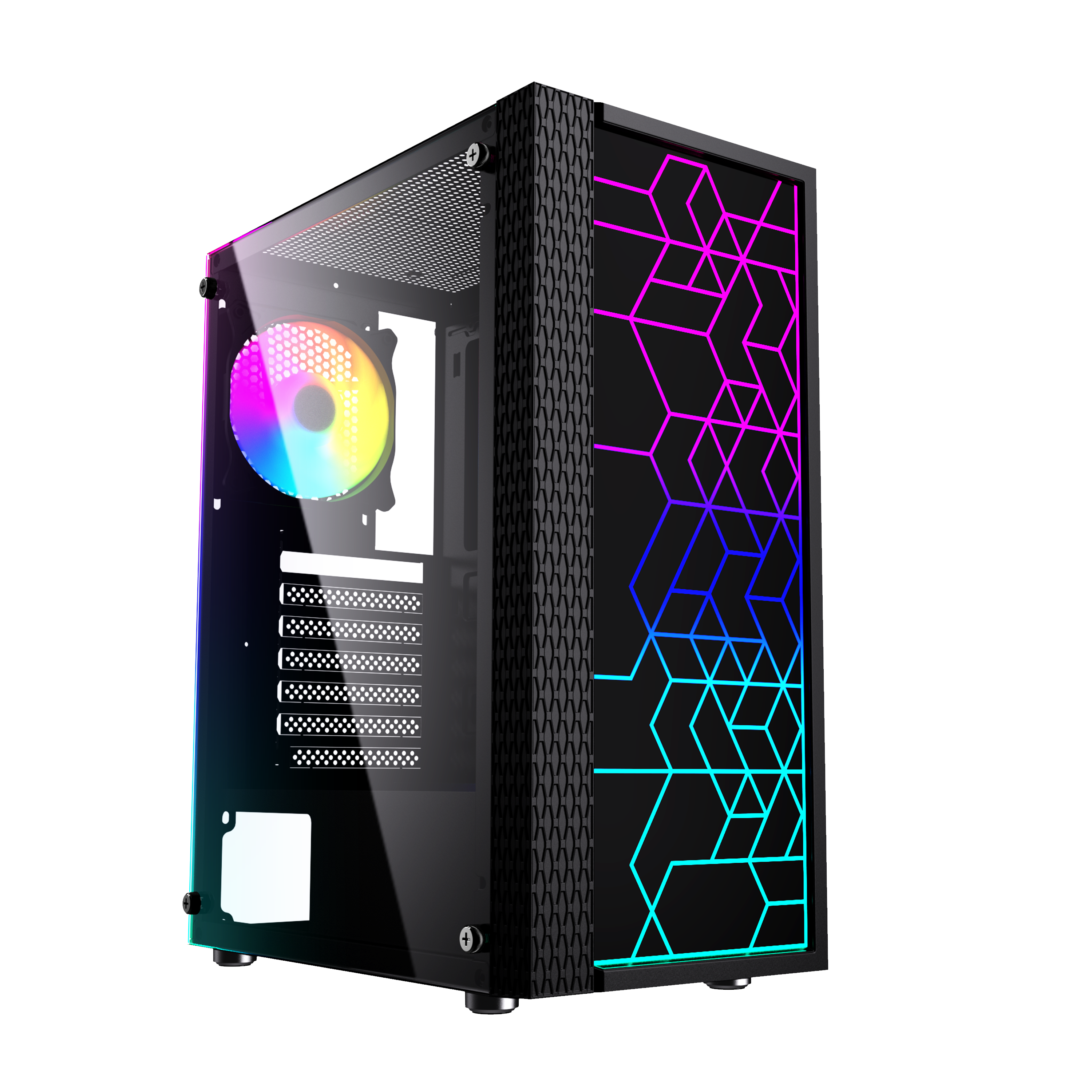 Gembird Computer Fornax 2500 ARGB/ Midi Tower/ Transpar./ Čierna 