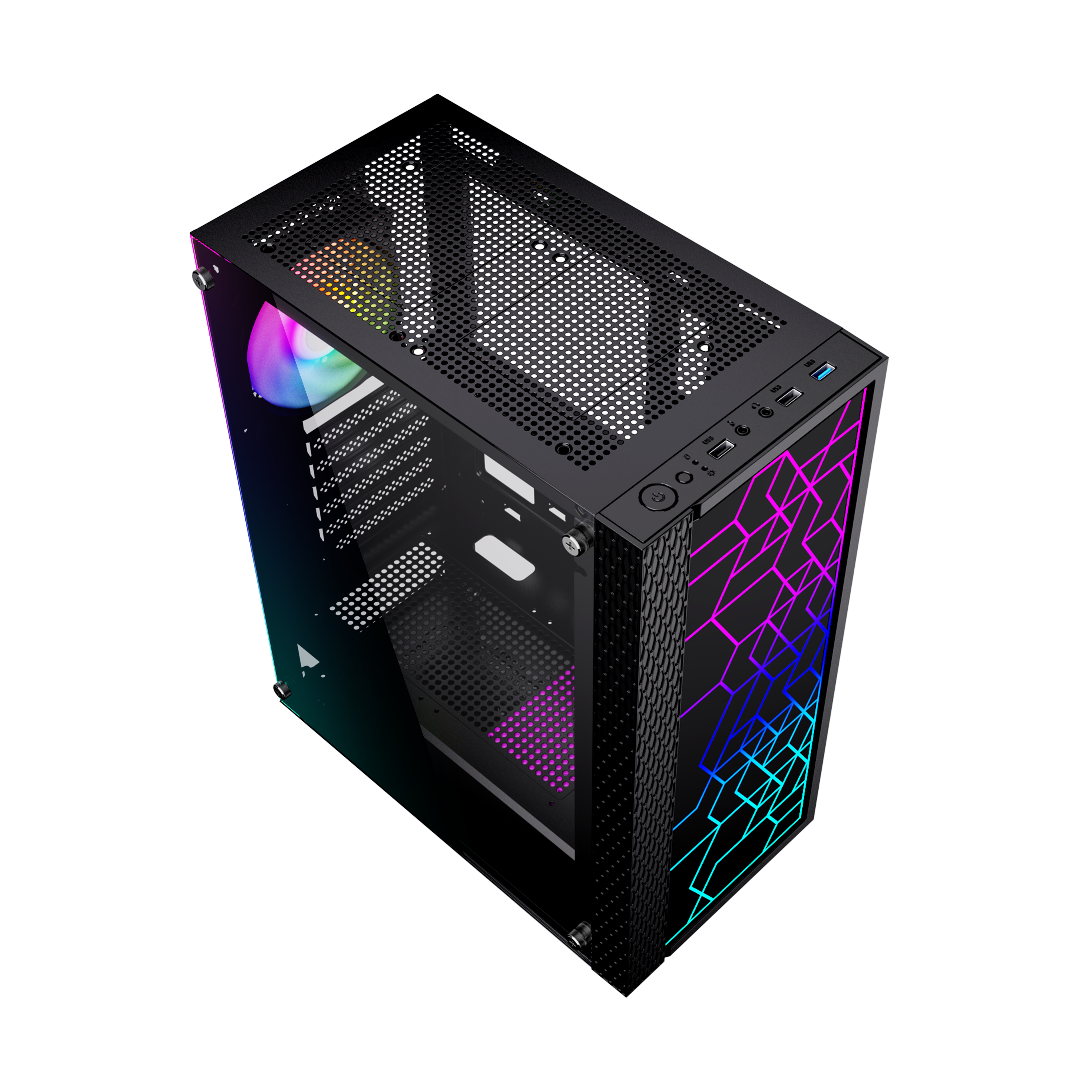 Gembird Computer Fornax 2500 ARGB/ Midi Tower/ Transpar./ Čierna 