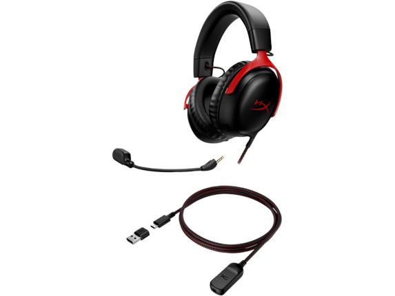HP HyperX Cloud III/ ANC/ Jack/ Drôt/ Čierna-červená 