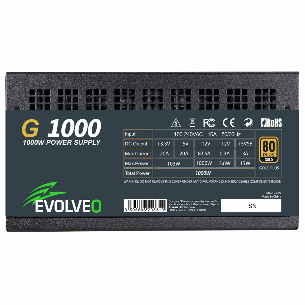 EVOLVEO G1000/ 1000W/ ATX 3.0/ 80PLUS Gold/ Modular 