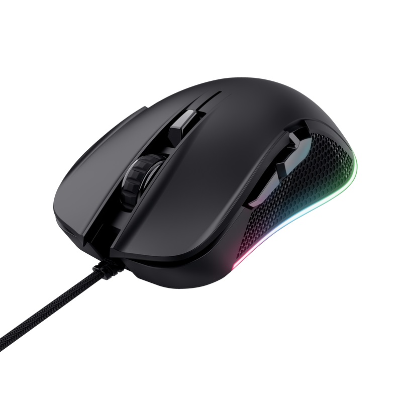 TRUST GXT 922 YBAR/ Herná/ Optická/ Pre pravákov/ 7 200 DPI/ Drôtová USB/ Čierna 