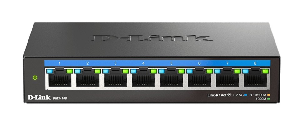 D-Link DMS-108/ E 8-port 2.5G Multi-Gigabit QoS IGMP Snooping Switch 