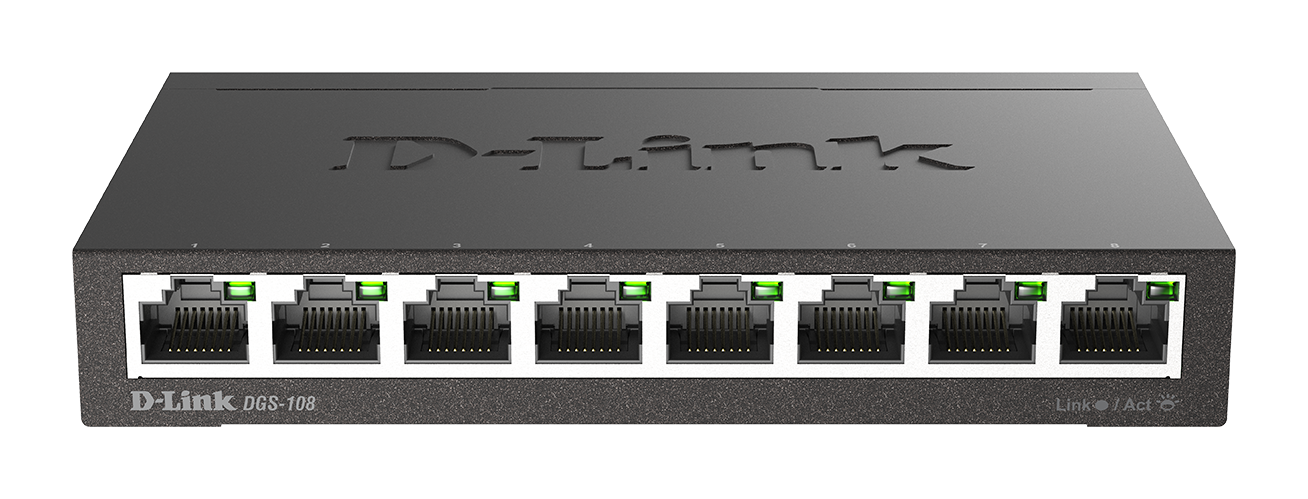 D-Link DGS-108 kovový 8-port 10/ 100/ 1000 Switch