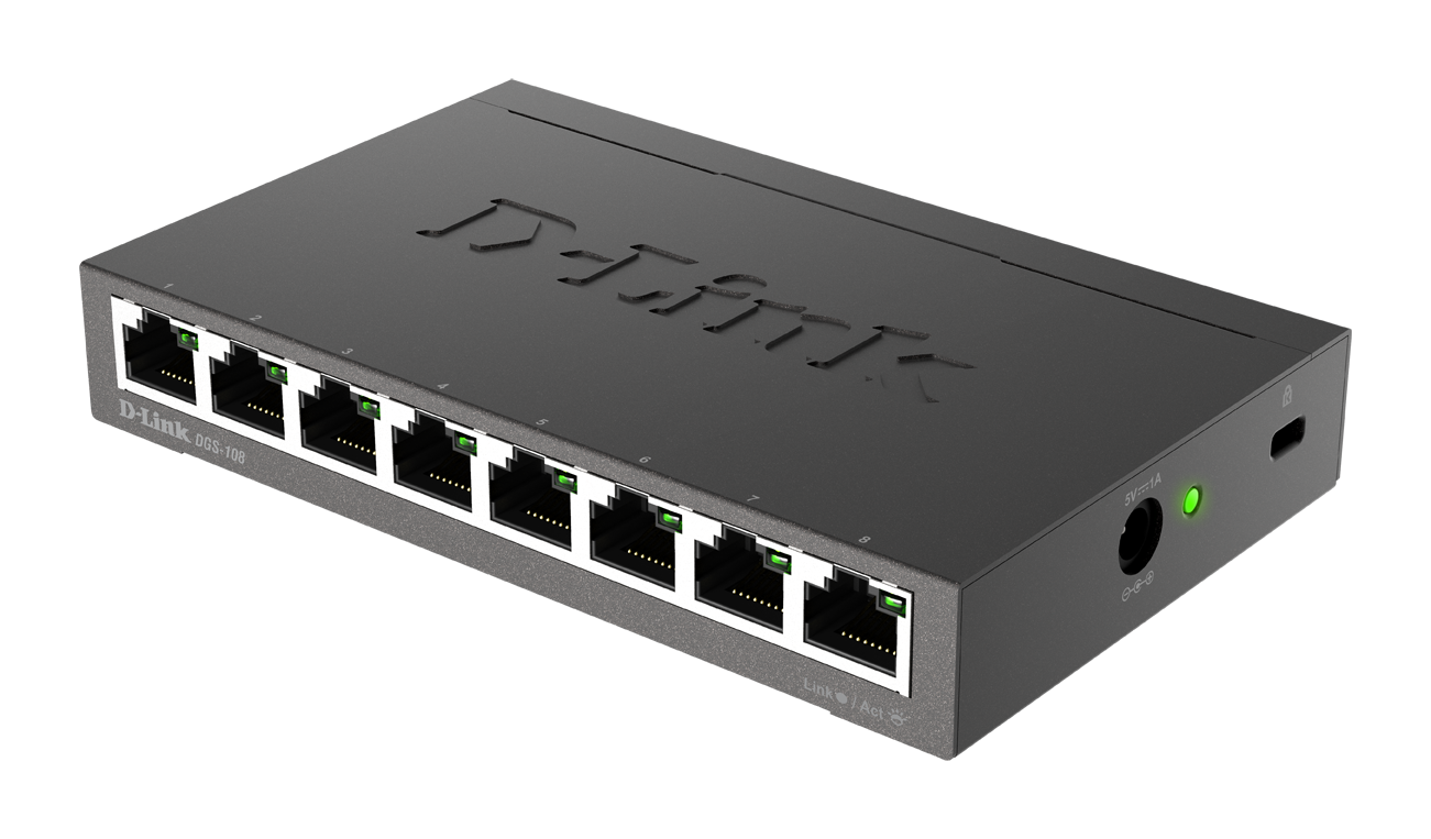 D-Link DGS-108 kovový 8-port 10/ 100/ 1000 Switch 