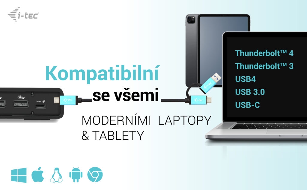 i-tec USB 3.0 / USB-C / Thunderbolt Dual Display Docking Station, PD 100W 