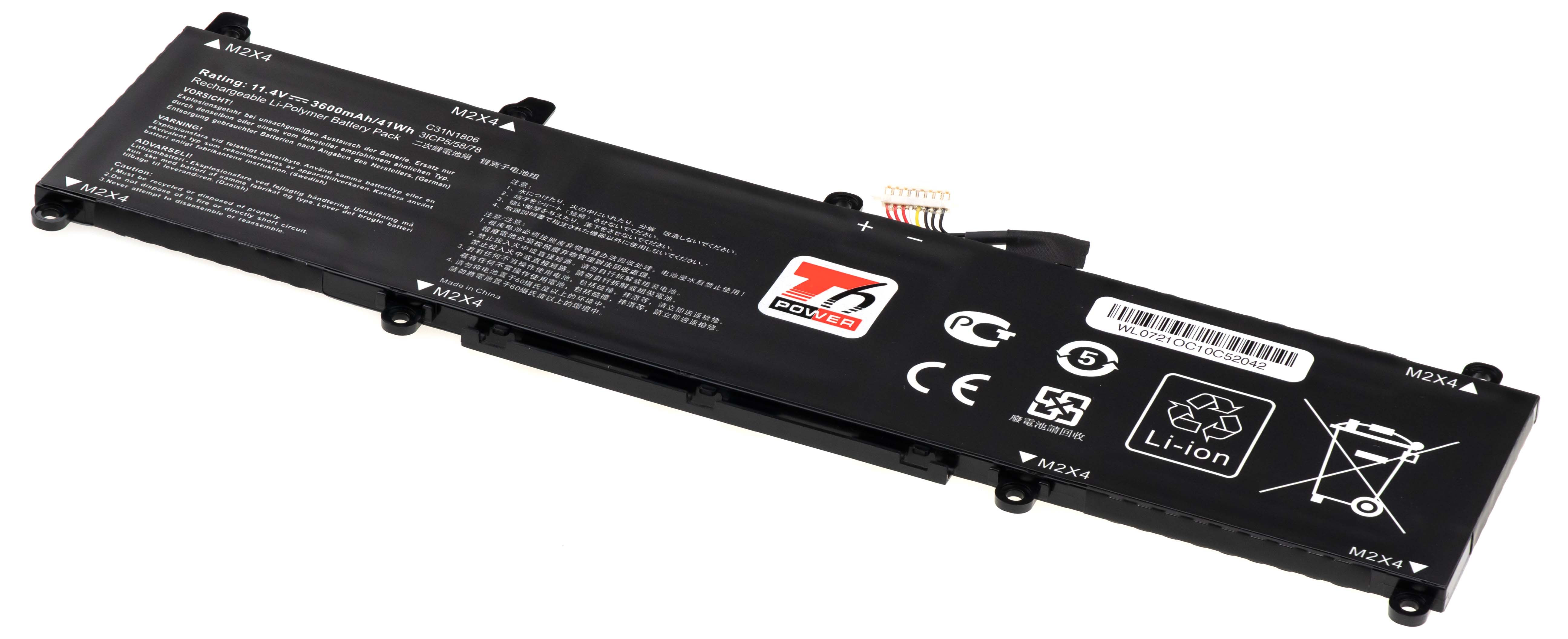 Batéria T6 Power pre Asus VivoBook S13 S330F, S330U, X330F, X330U, 3600mAh, 41Wh, 3cell, Li-pol