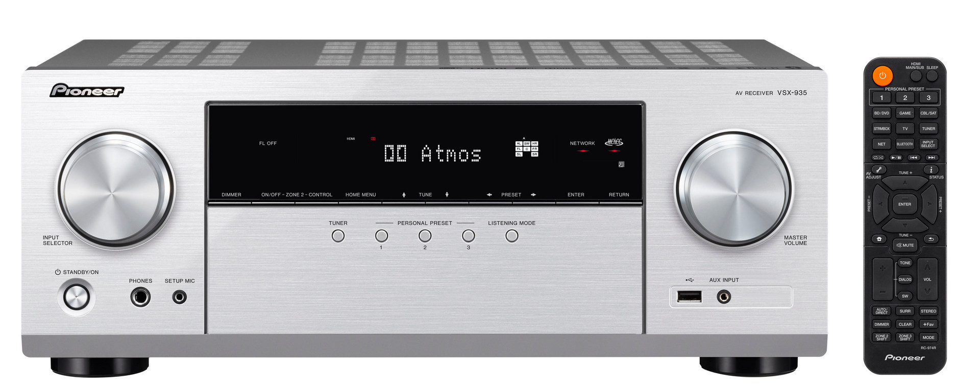 Pioneer VSX-935 AV prijímač 7.2 so sieťou, Chromecast, AirPlay 2, Spotify, TIDAL, TuneIn, strieborný
