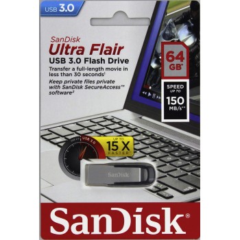 SanDisk Ultra Flair/ 64GB/ USB 3.0/ USB-A/ Čierna 