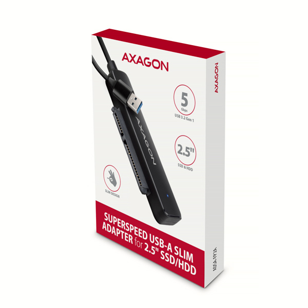 AXAGON ADSA-FP2A, USB-A 5Gbps - SATA 6G 2.5" SSD/ HDD SLIM adaptér 