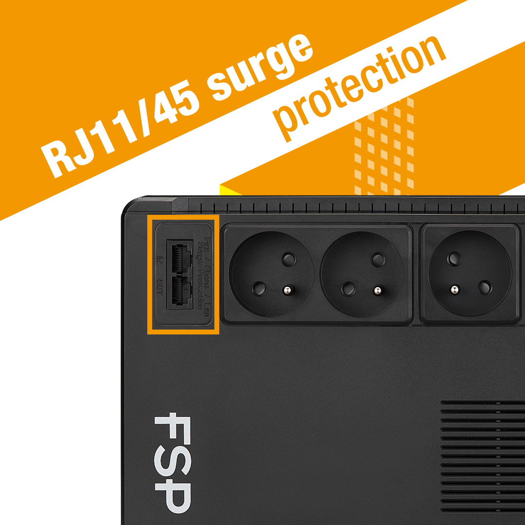FSP UPS ECO 800 FR, 800 VA / 480 W, USB, RJ45, line interactive 