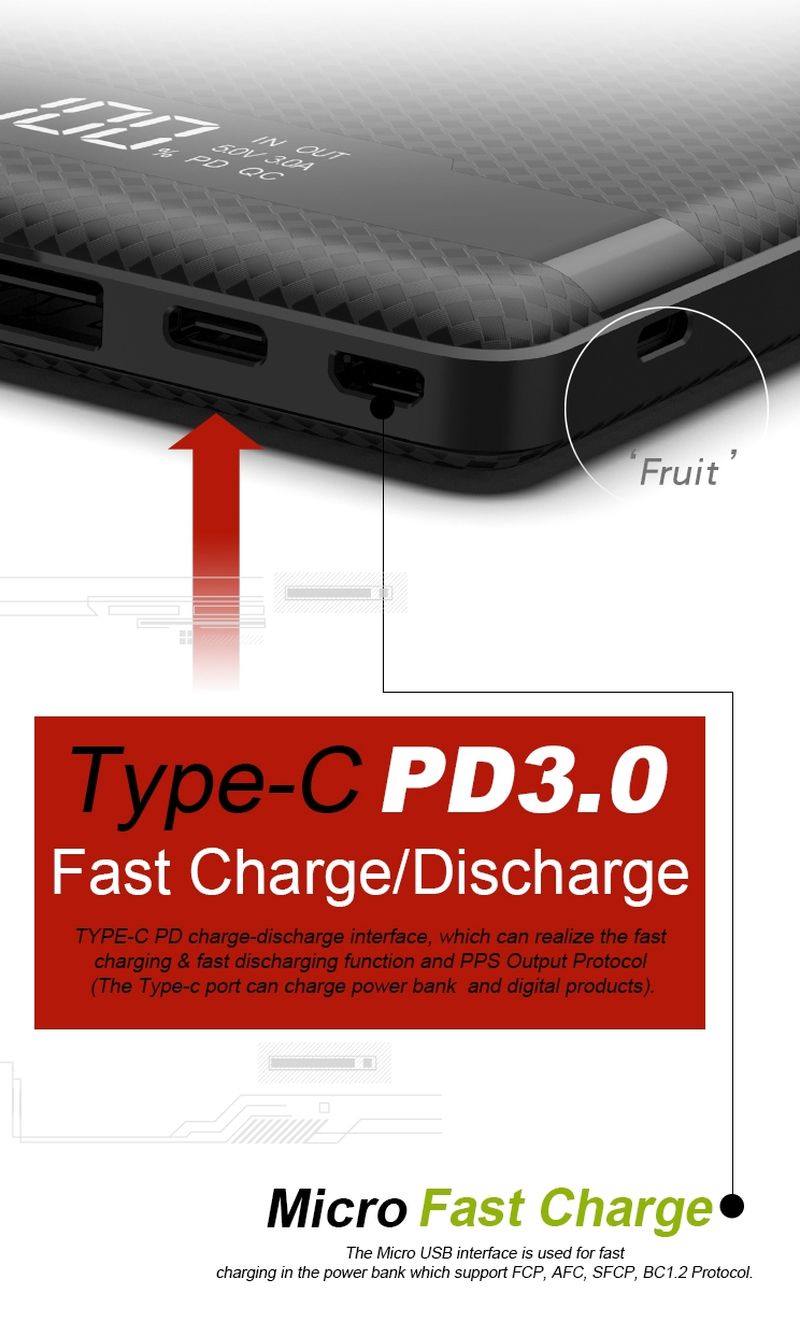 VIKING POWER BANK PN-962PD QC3.0 20000mAh, QUICK CHARGE 3.0, Čierna 