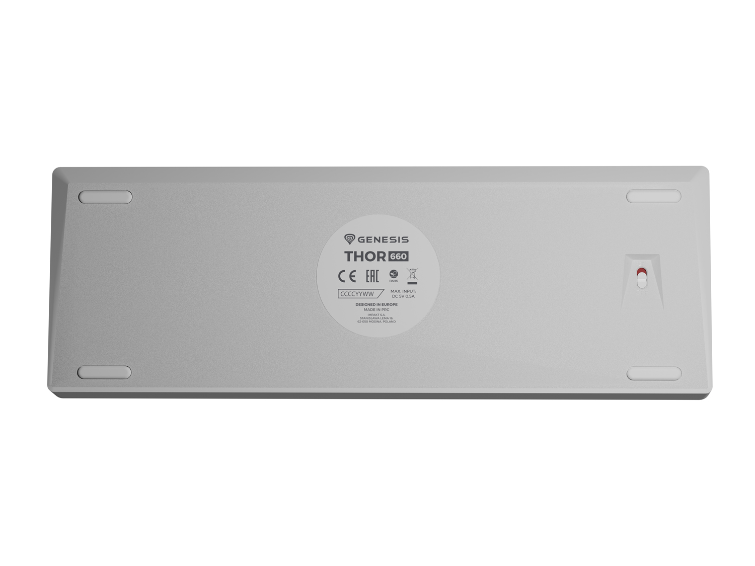 Genesis herní klávesnice THOR 660/ RGB/ Gateron Brown/ Bezdrátová USB + Bluetooth/ US layout/ Bílá 
