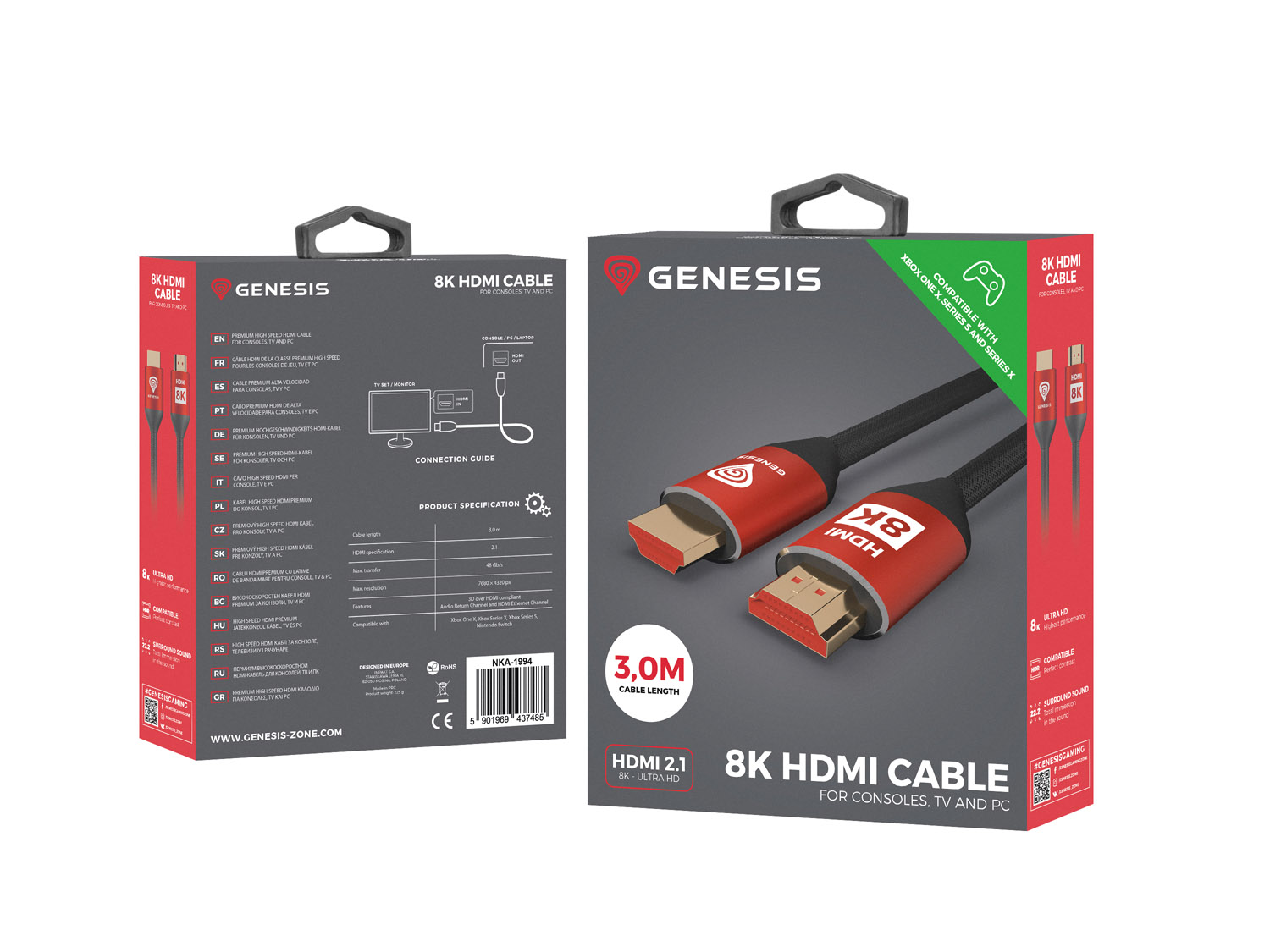 Genesis kábel HDMI M/ M V2.1 3M 8K pre XBOX X/ S 