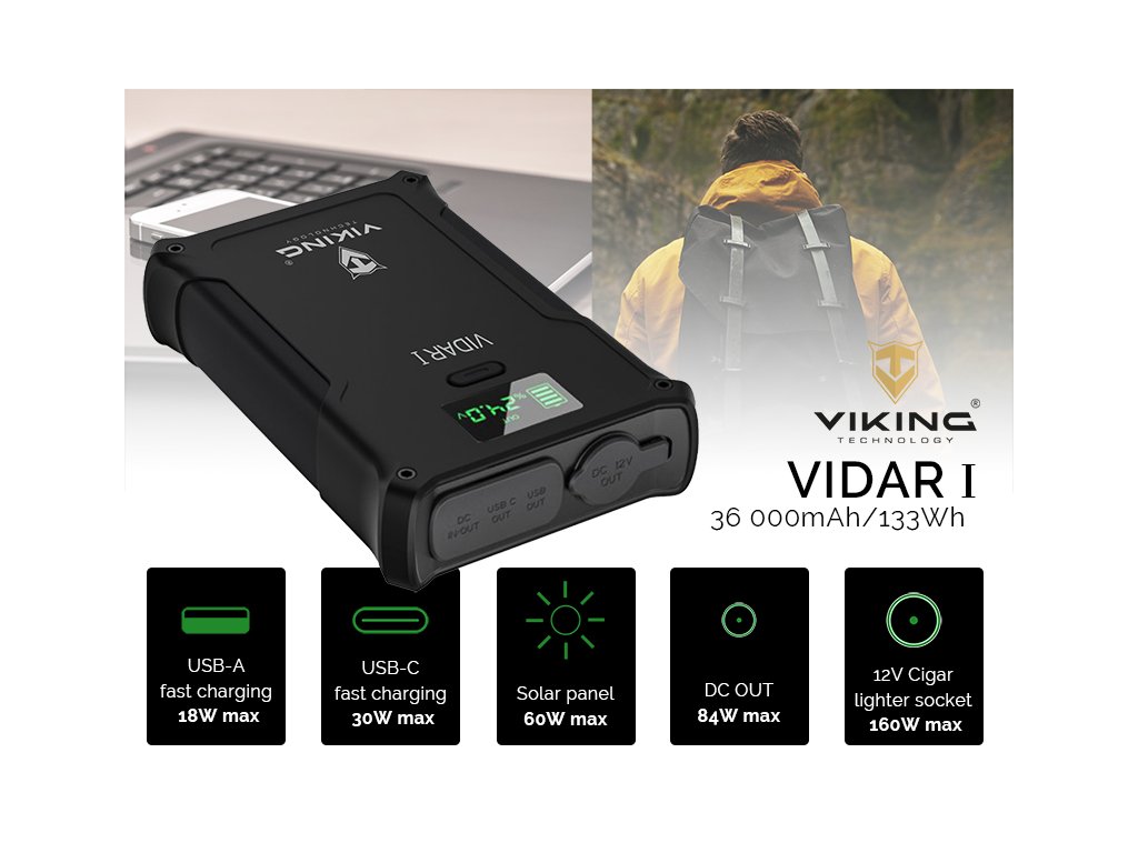 Viking outdoorová powerbanka VIDAR I,  36000 mAh 