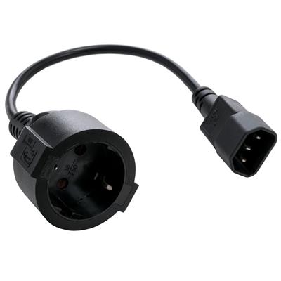 Kabel C-TECH síťový adaptér C14 (M) -> schuko (F),  15 cm