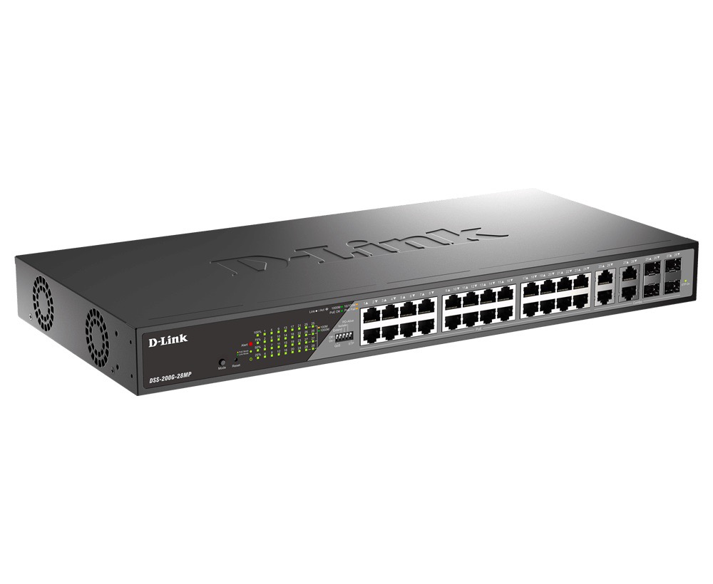 D-Link DSS-200G-28MP/ E 28-Port Gigabit Ethernet PoE+ Surveillance Switch 