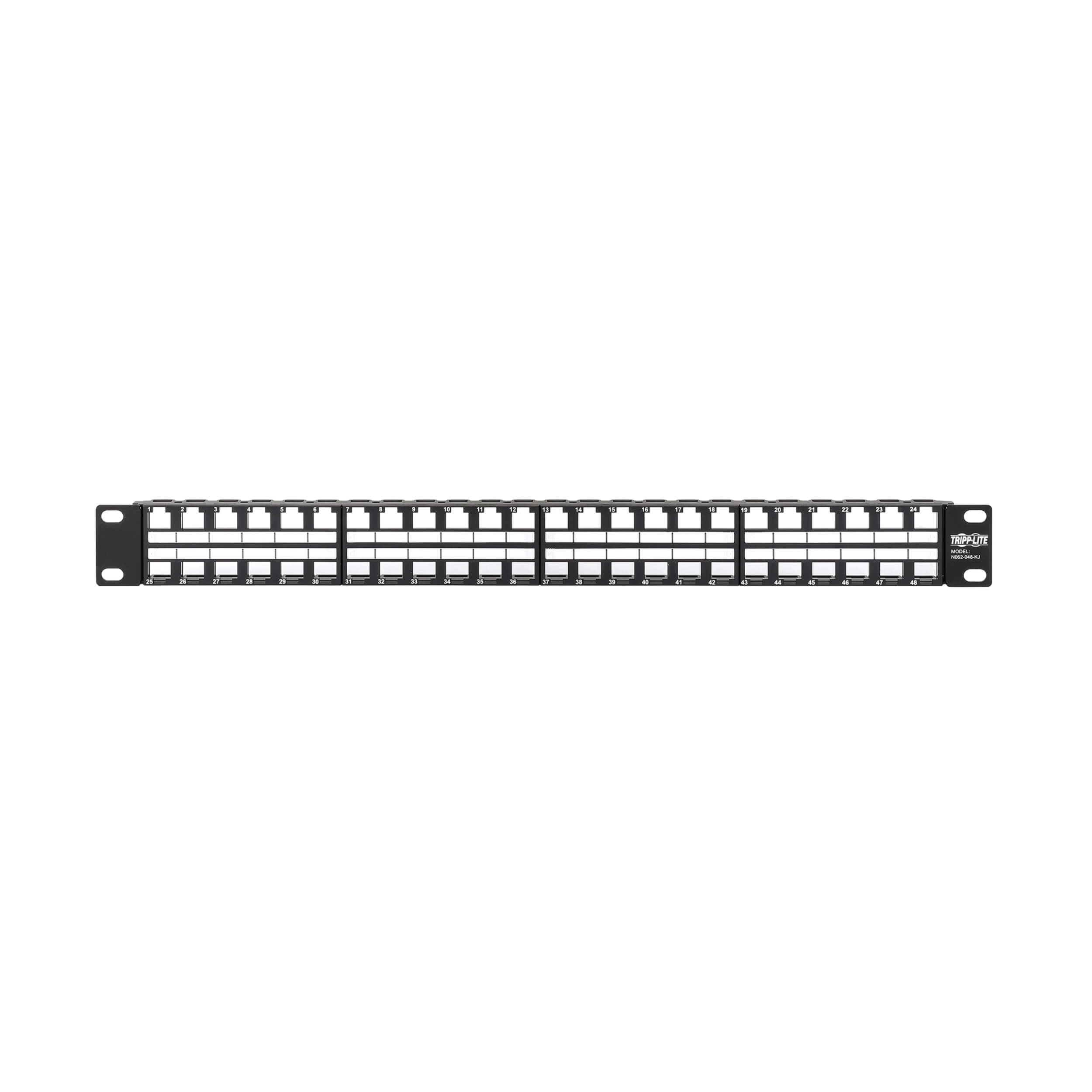 Tripplite Patch Panel 48-Port 1U Rack Nestíněný, Keystone/ Multimedia, RJ45 Ethernet, USB, HDMI, Cat5e/ 6 