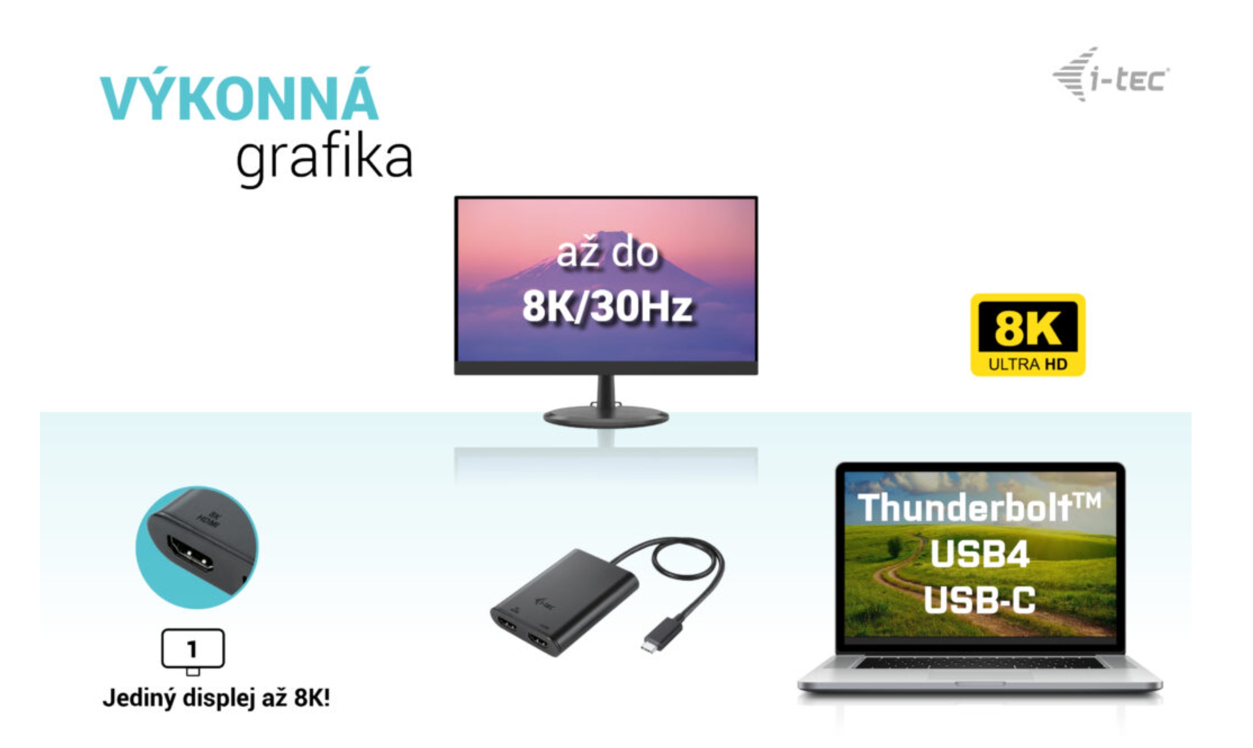 i-tec USB-C Dual 4K/ 60Hz (single 8K/ 30Hz) HDMI Video Adapter 