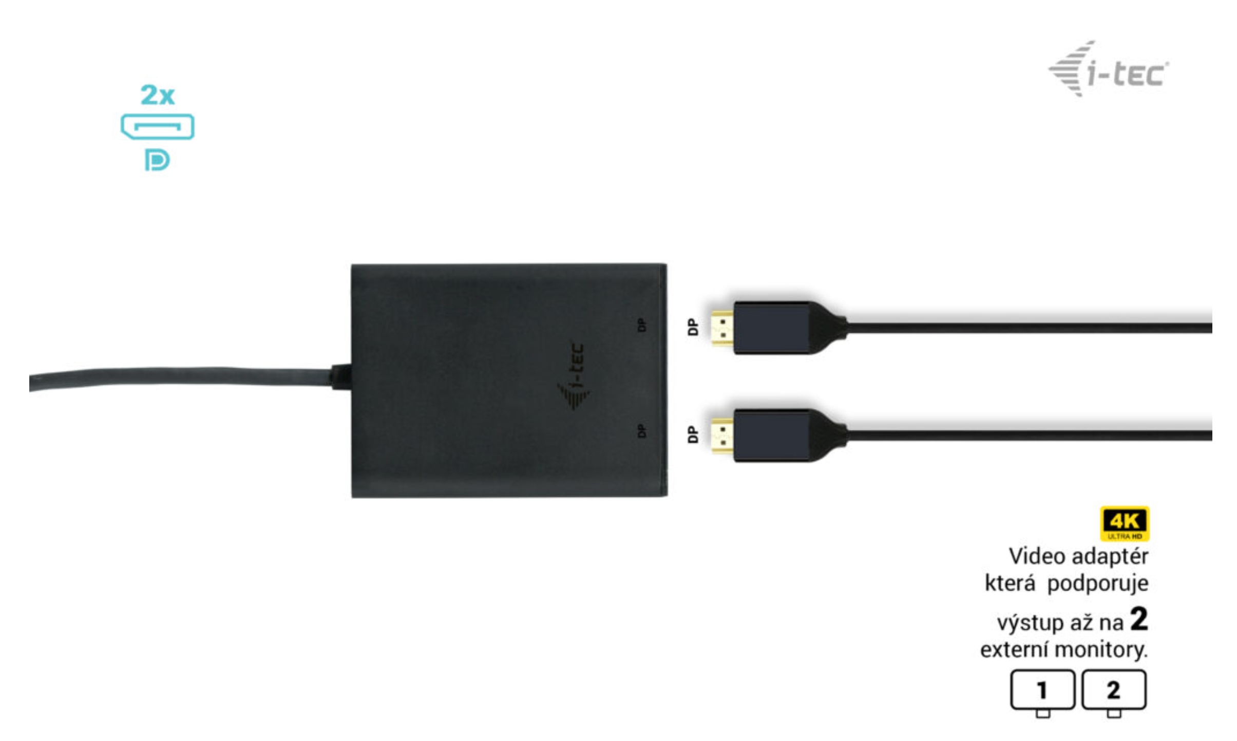 i-tec USB-C Dual 4K/ 60Hz (single 8K/ 30Hz) DP Video Adapter 