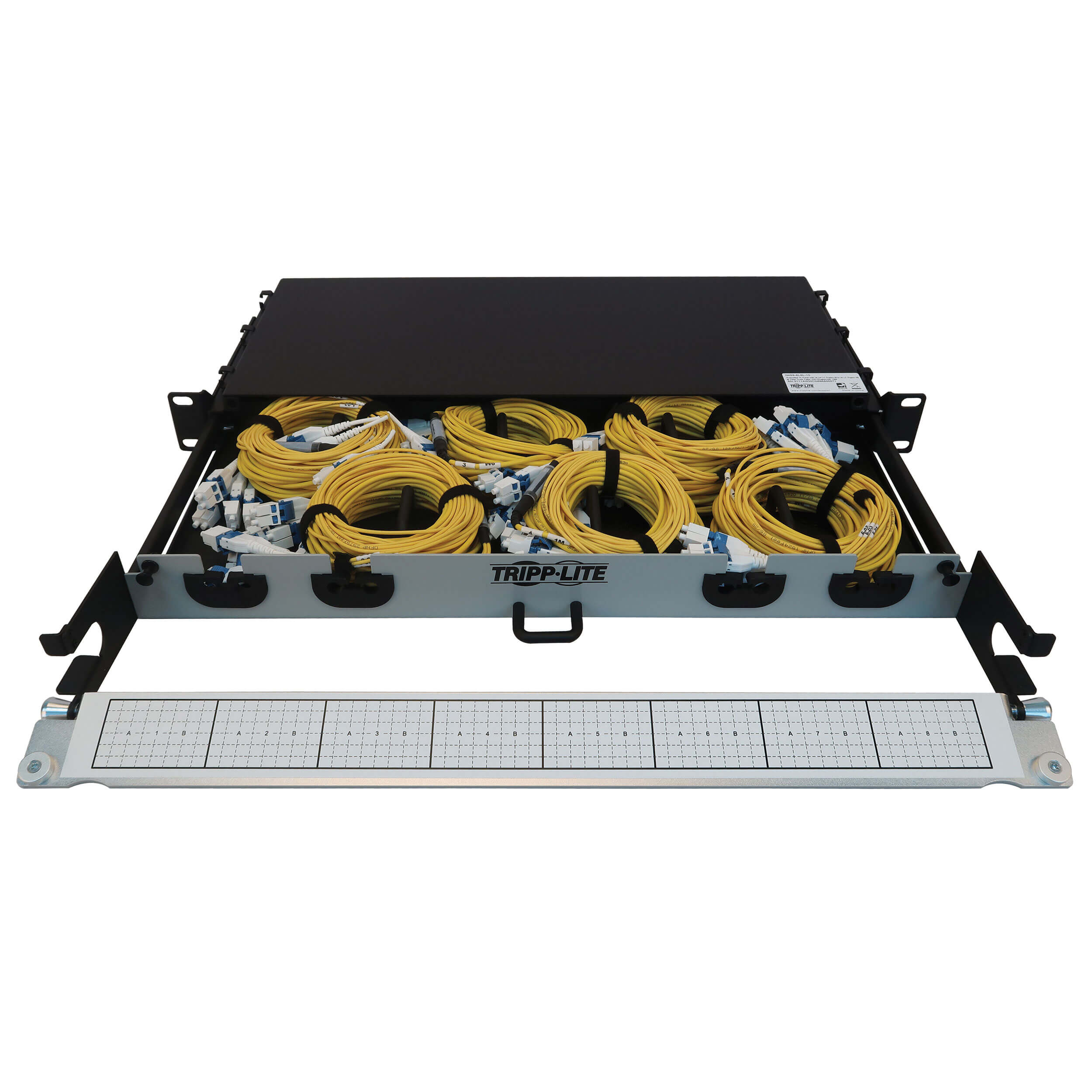 Tripplite Patch panel 1U, 6x (4x Duplex M/ M LC/ LC) 8F Trunk Cables, OS2 Singlemode, 10m 