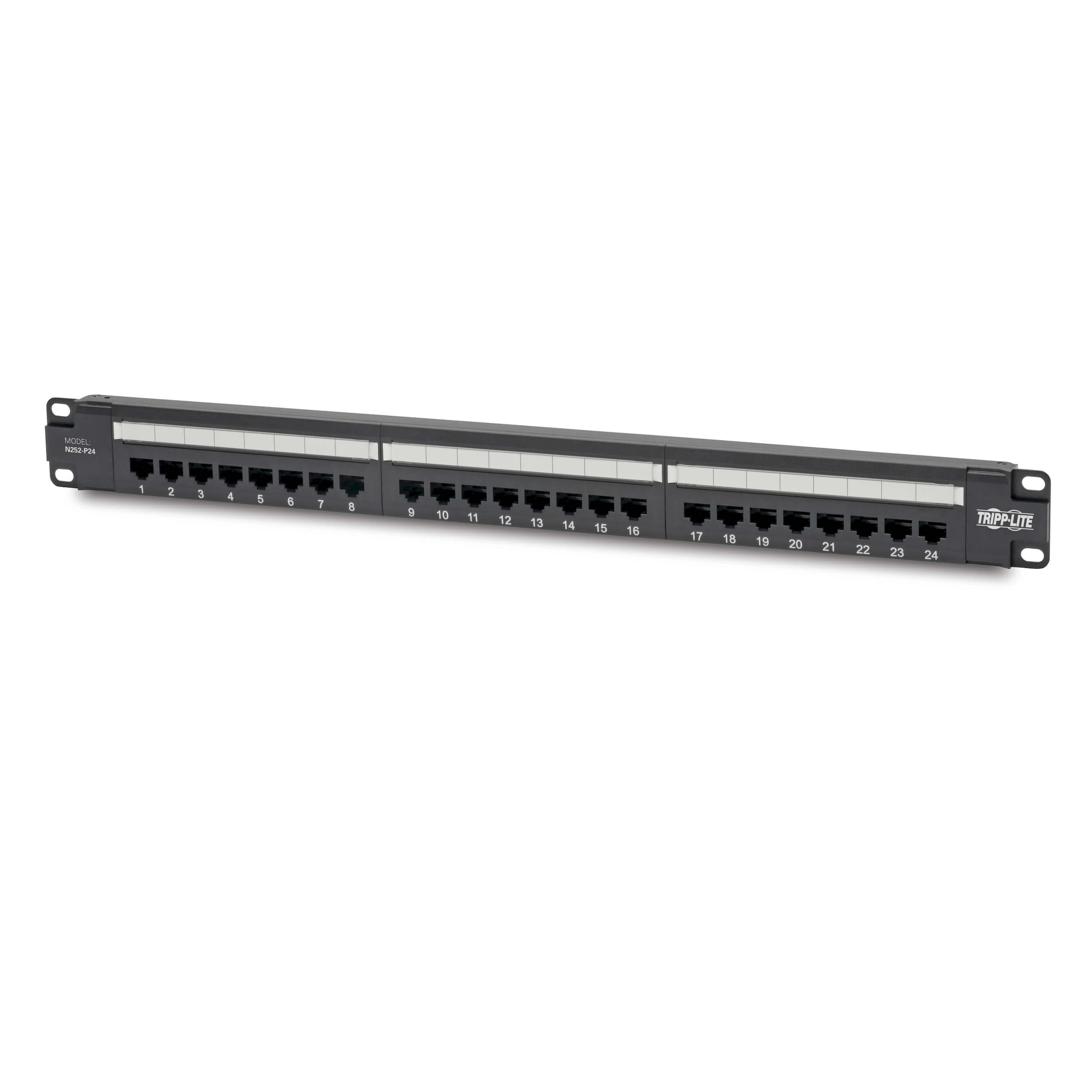 Tripplite Patch panel pre montáž do racku 1U, 24xCat6 PoE+ Compliant, 110/ Krone, 568A/ B, RJ45 Ethernet