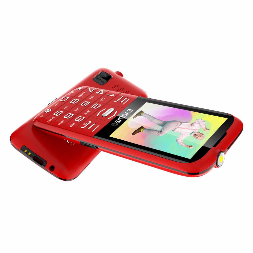 EVOLVEO EasyPhone XO, mobilný telefón pre seniorov s nabíjacím stojanom (červená farba) 
